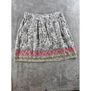 LOFT Outlet Womens M Linen Blend Floral Mini Skirt Boho Cottagecore